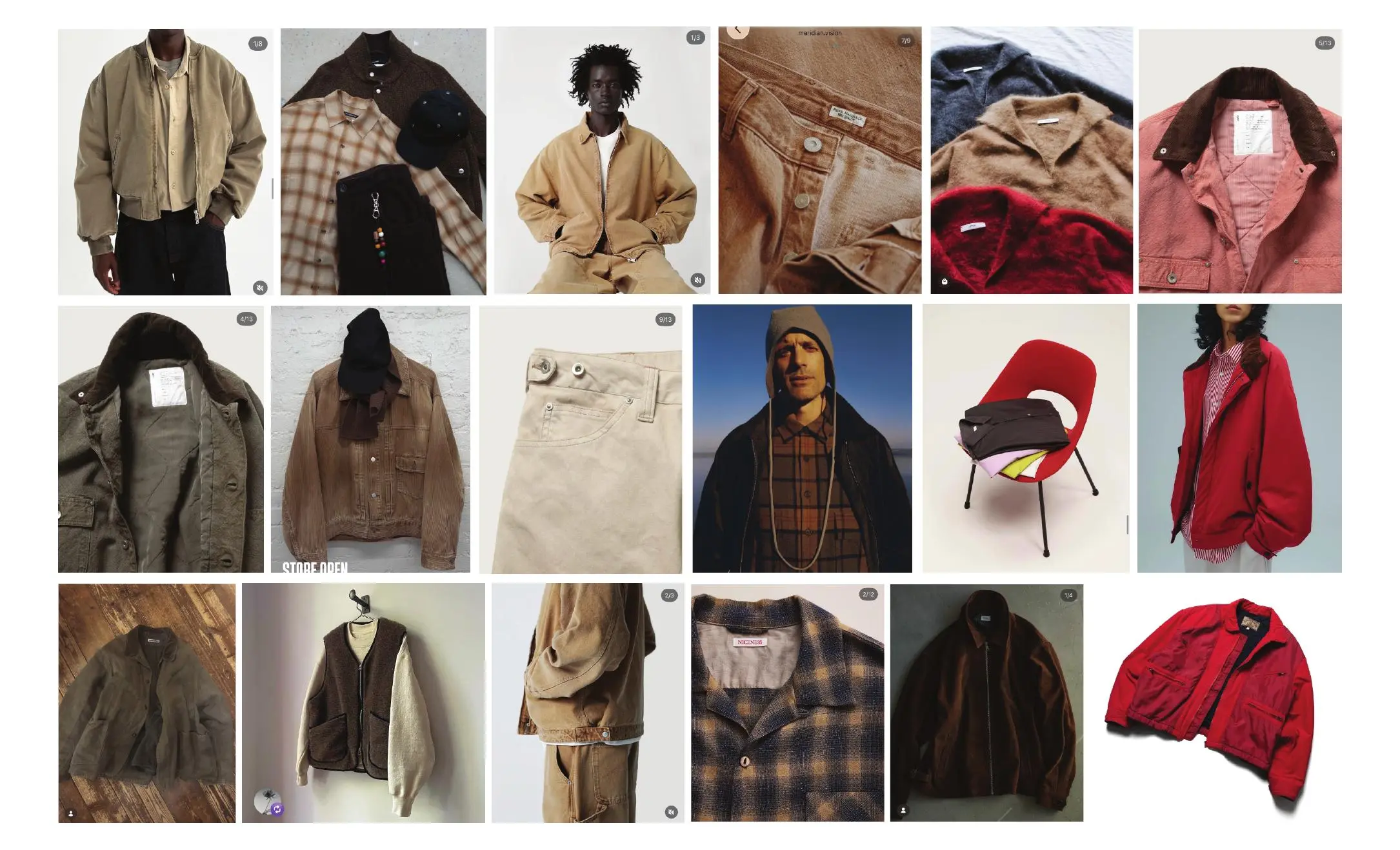 Contemporary Americana concept board in tobacco, khaki, rust, and red